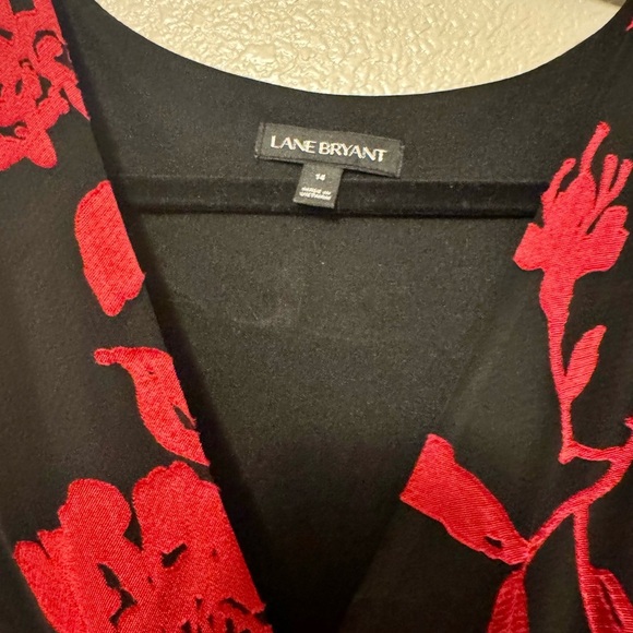 Lane Bryant Black and Red Floral Long Sleeve Dress - Picture 2 of 4